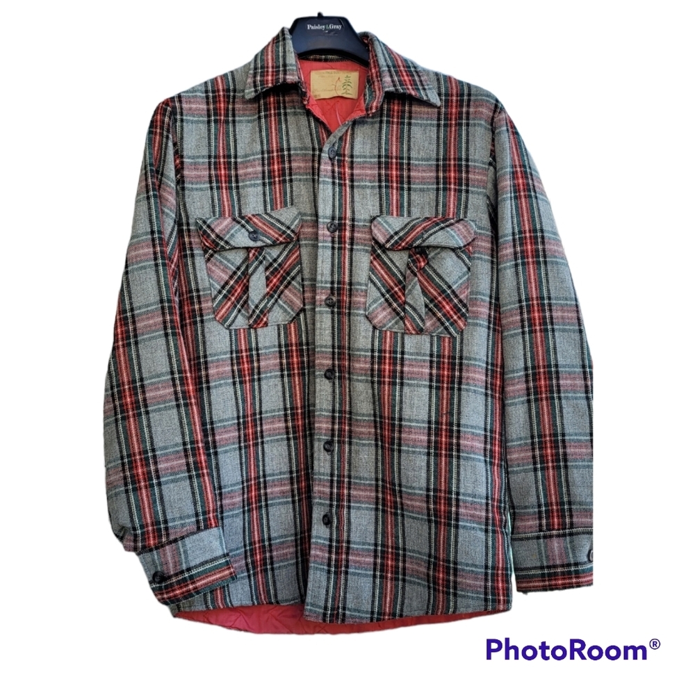 Vintage Sears Fieldmaster Mens Medium Neck 15-15.5 Plaid Flannel Shirt Multicolo - Picture 3 of 11